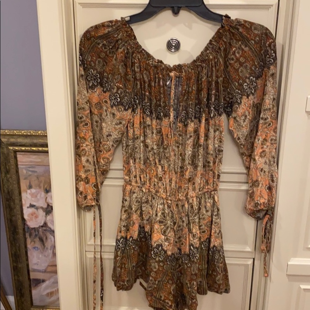 Free People bell sleeve and ruched neckline romper